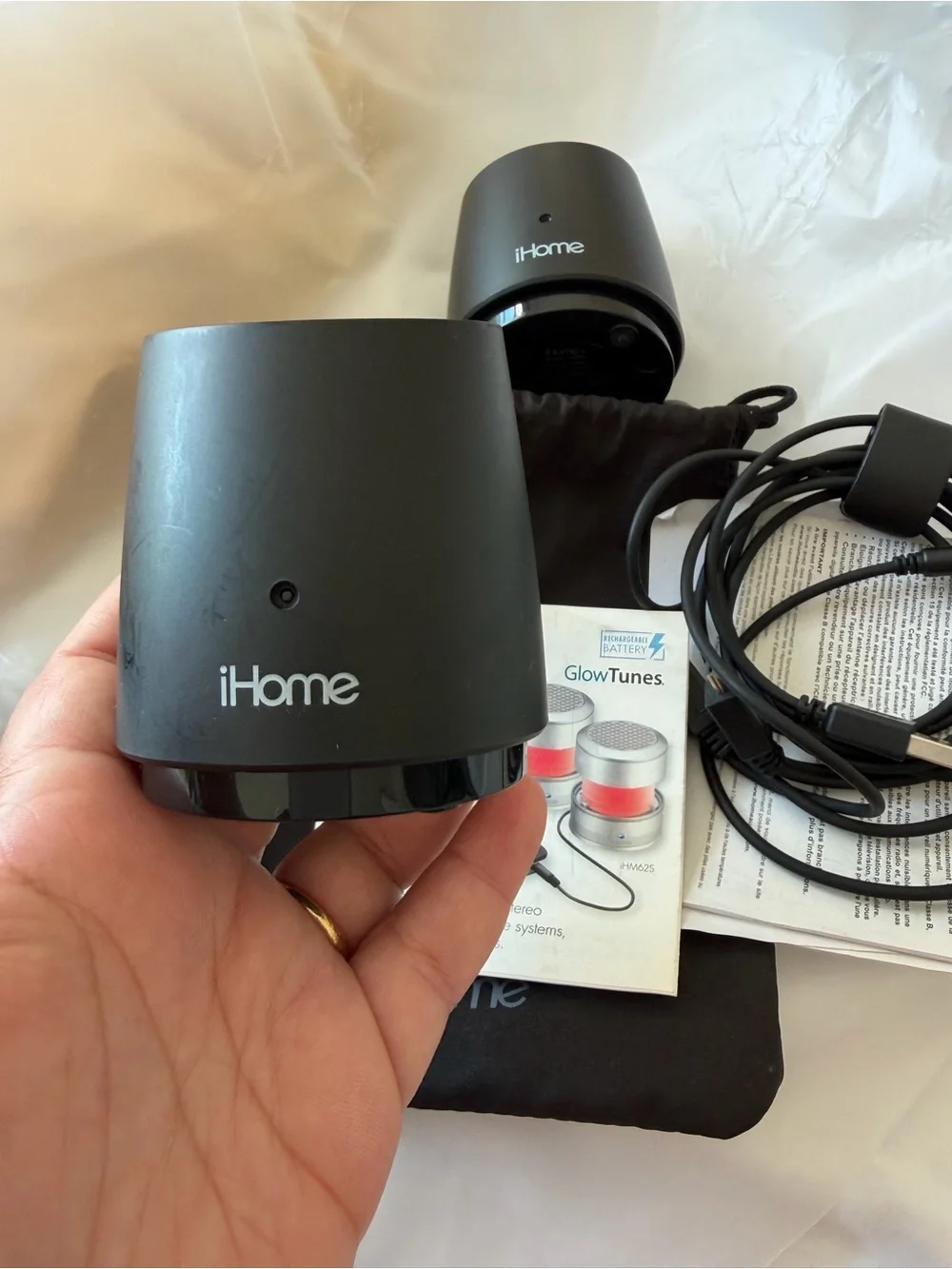 iHome IHm62 GlowTunes Portable Bluetooth Speakers - Black